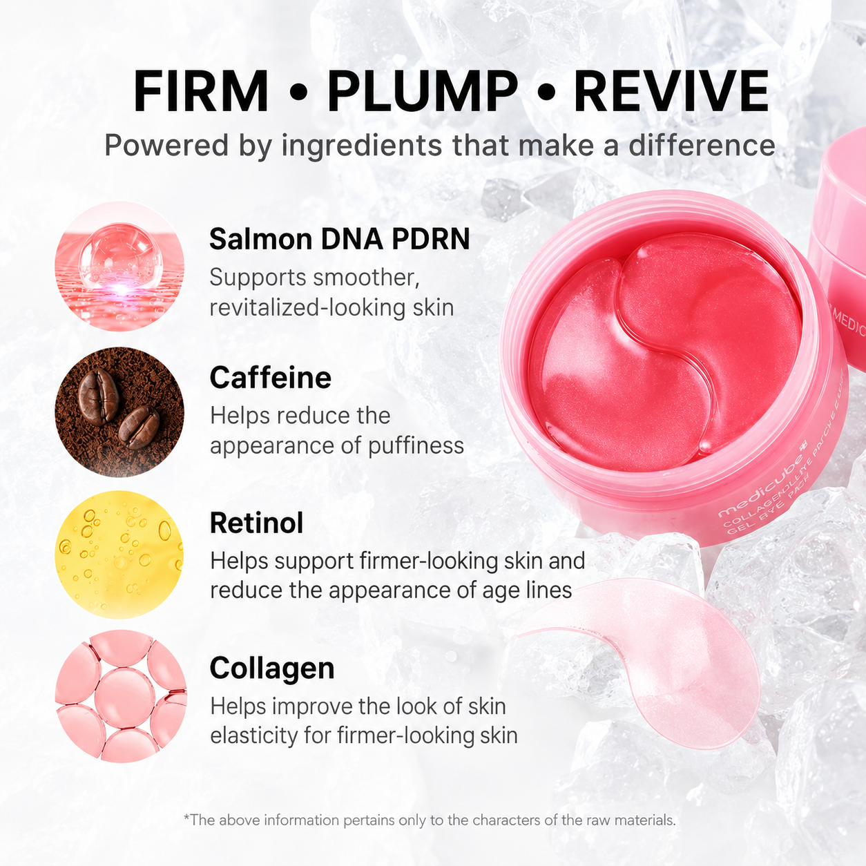 PDRN Pink Collagen Eye Patches for Puffy Eyes, Dark Circles & Fine Lines