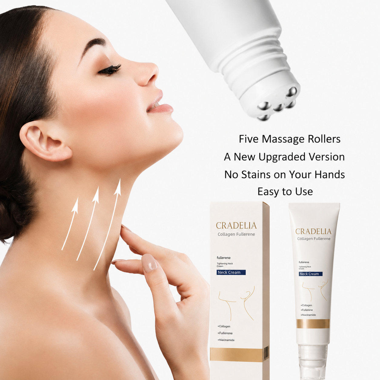 Fullerene Neck Cream – Firming & Hydrating Roller Cream for Smooth, Lifted-Looking Skin