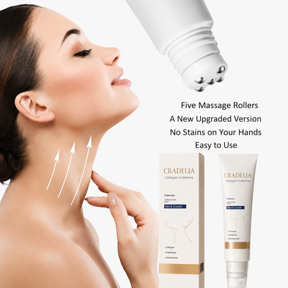 Neck Firming Cream with Roller Applicator – Collagen & Niacinamide for Wrinkles, Crepey Skin & Jawline Tightening