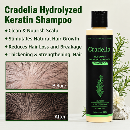 Rosemary Oil Shampoo with Hydrolyzed Keratin & Biotin – Scalp Care Shampoo for Thinning Hair, Weak Strands & Fuller-Looking Hair