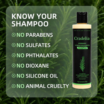 Rosemary Oil Shampoo with Hydrolyzed Keratin & Biotin – Scalp Care Shampoo for Thinning Hair, Weak Strands & Fuller-Looking Hair