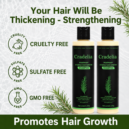 Rosemary Oil Shampoo with Hydrolyzed Keratin & Biotin – Scalp Care Shampoo for Thinning Hair, Weak Strands & Fuller-Looking Hair
