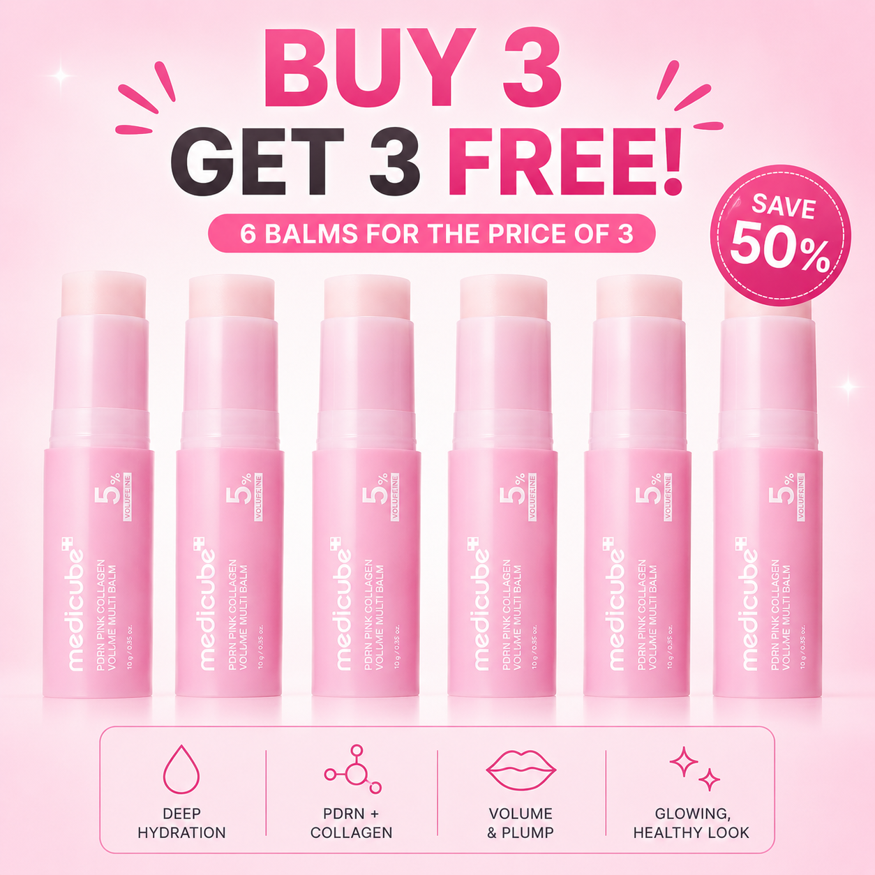 Wrinkle Balm Stick for Fine Lines & Glow | Korean Collagen PDRN Multi Balm