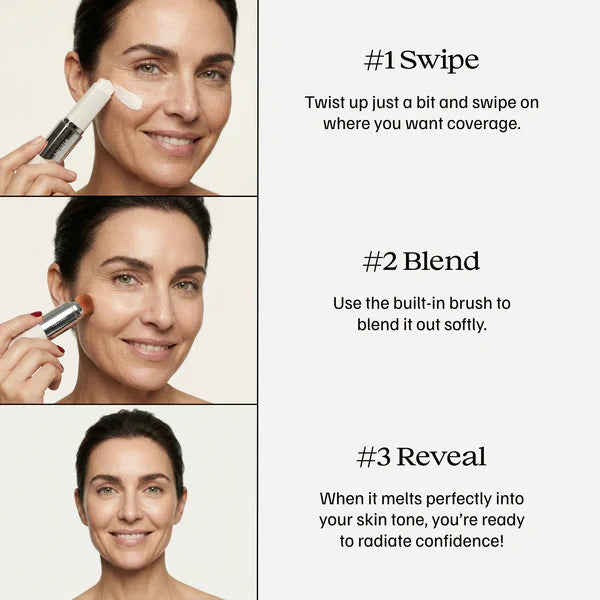 Color Changing Foundation Stick | Skin Matching Foundation with Built-In Brush